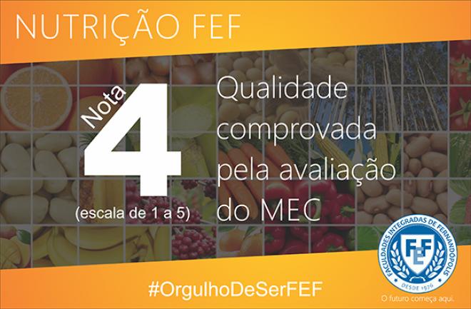 Imagem da Notícia: MEC concede nota 4 para o curso de nutrição FEF