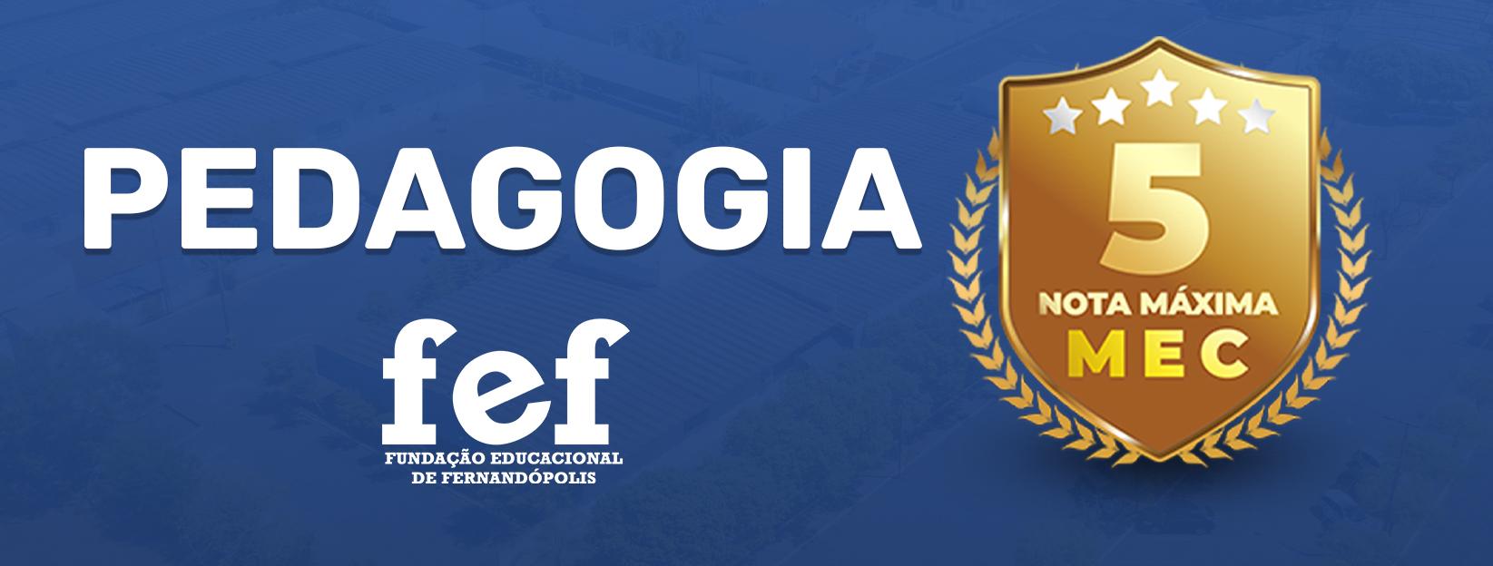 Banner Faculdades Integradas de Fernandópolis - Curso de Pedagogia da FEF recebe nota máxima em reconhecimento pelo MEC
