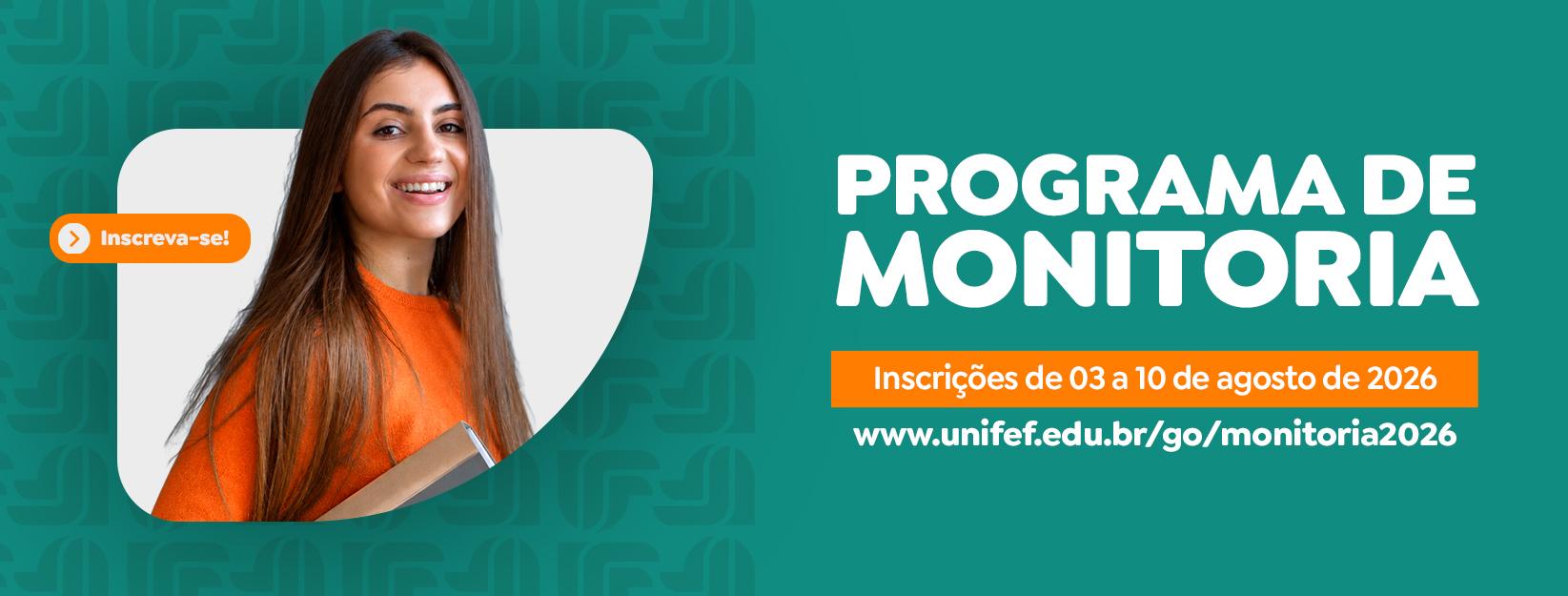 Banner Faculdades Integradas de Fernandópolis - Programa de Monitoria 2026.2